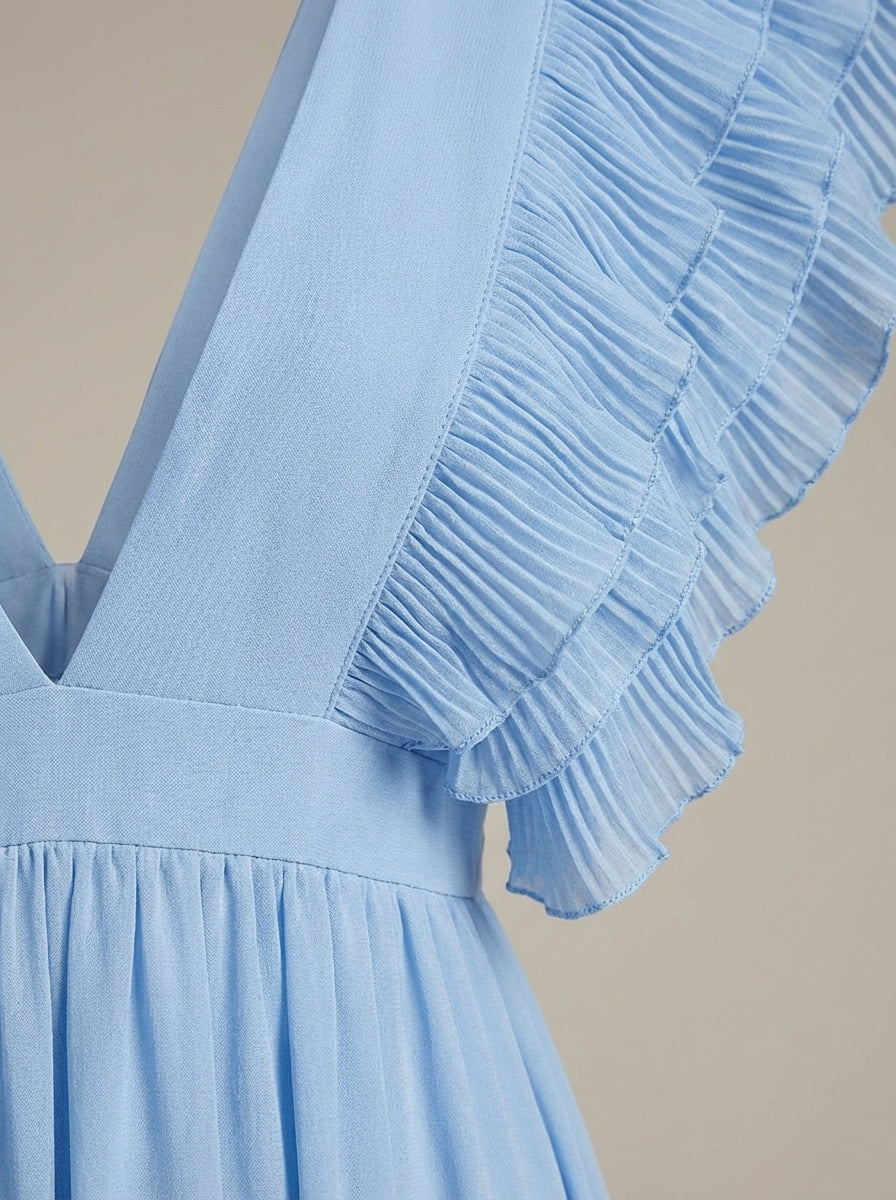 Dames A-lijn Jurk – Maxi met V-hals, Geschikt voor Bruiloften en Feestelijke Gelegenheden