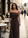 Dames Getailleerde Jurk – Strapless, Hoge Split, Geschikt voor Feestelijke Gelegenheden