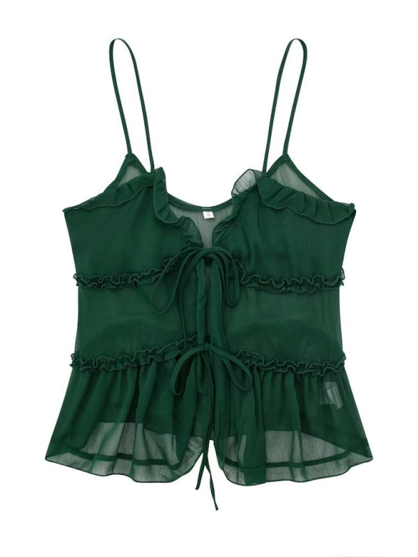 Rachelle | Romantische Camisole Top voor Dames, Mouwloos, Transparant en Gelaagd – Perfect voor Lente en Zomer