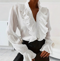 Thalia - Geplooide Blouses Met Opstaande Kraag