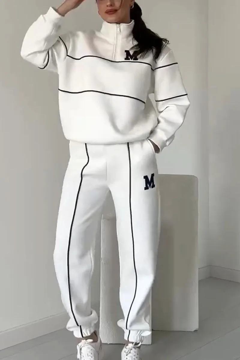 Megan Tracksuit | Dames trainingspak met halve rits en varsity-stijl