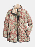 Dames Gewatteerde Jas met Bloemenprint - Contrastbies