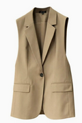 Beige Mouwloze Blazer