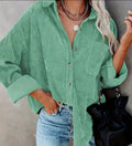 Danica corduroy blouse dames | Button-up blouse met borstzak en boyfriend fit