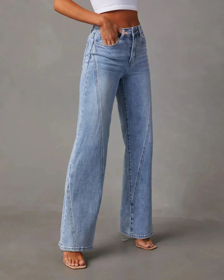 Jazz Oversized Jeans | Dames high waisted jeans met gerimpelde details en zakken