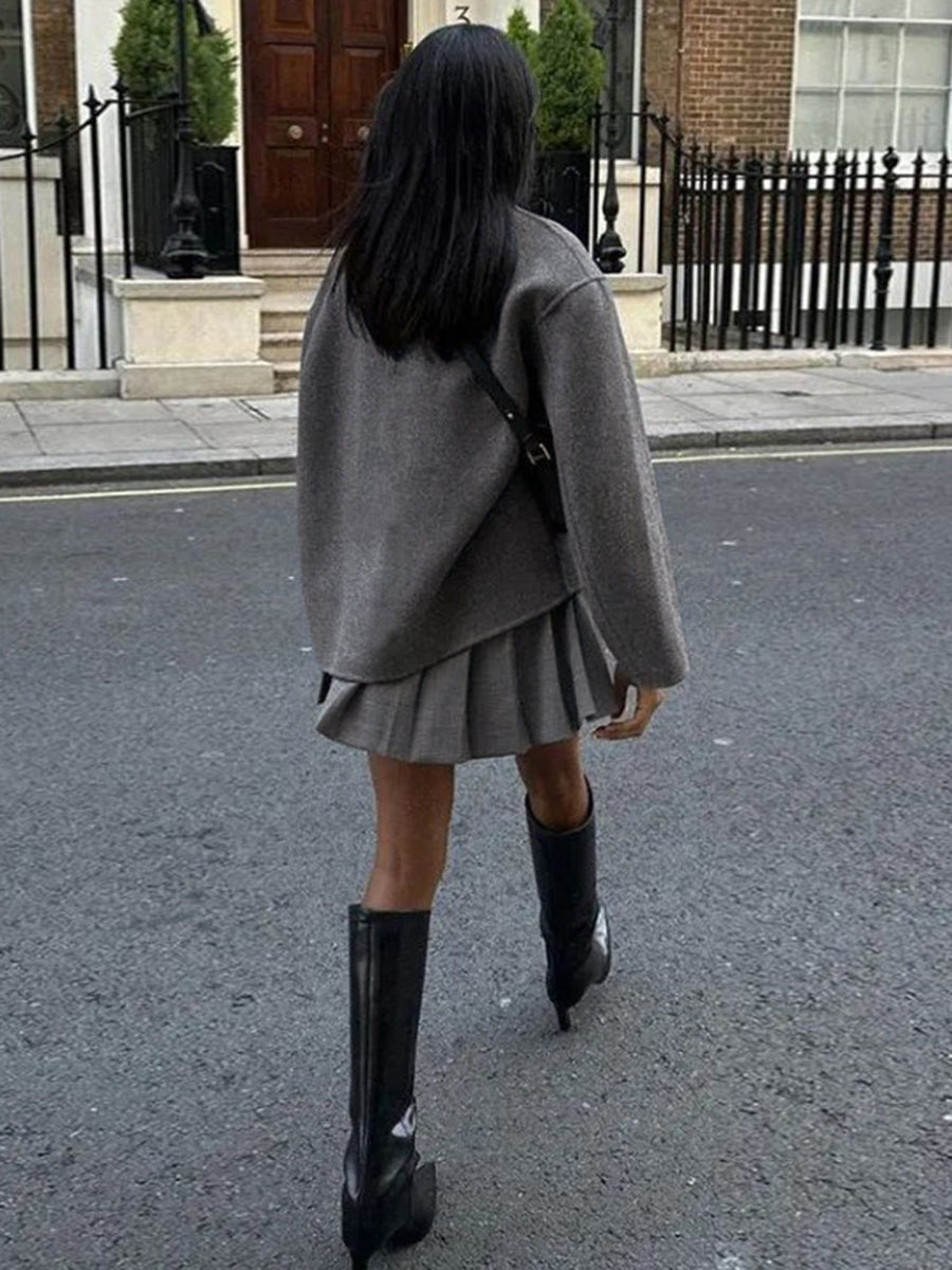 Dames oversized jas met vintage details en casual stijl