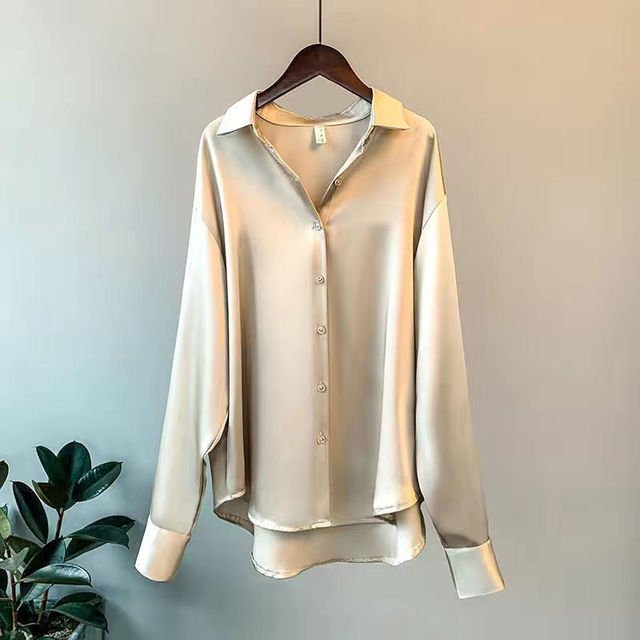 Dames Blouse, Zijden Look, Lange Mouwen, Ademend & Elegant
