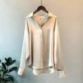 Dames Blouse, Zijden Look, Lange Mouwen, Ademend & Elegant