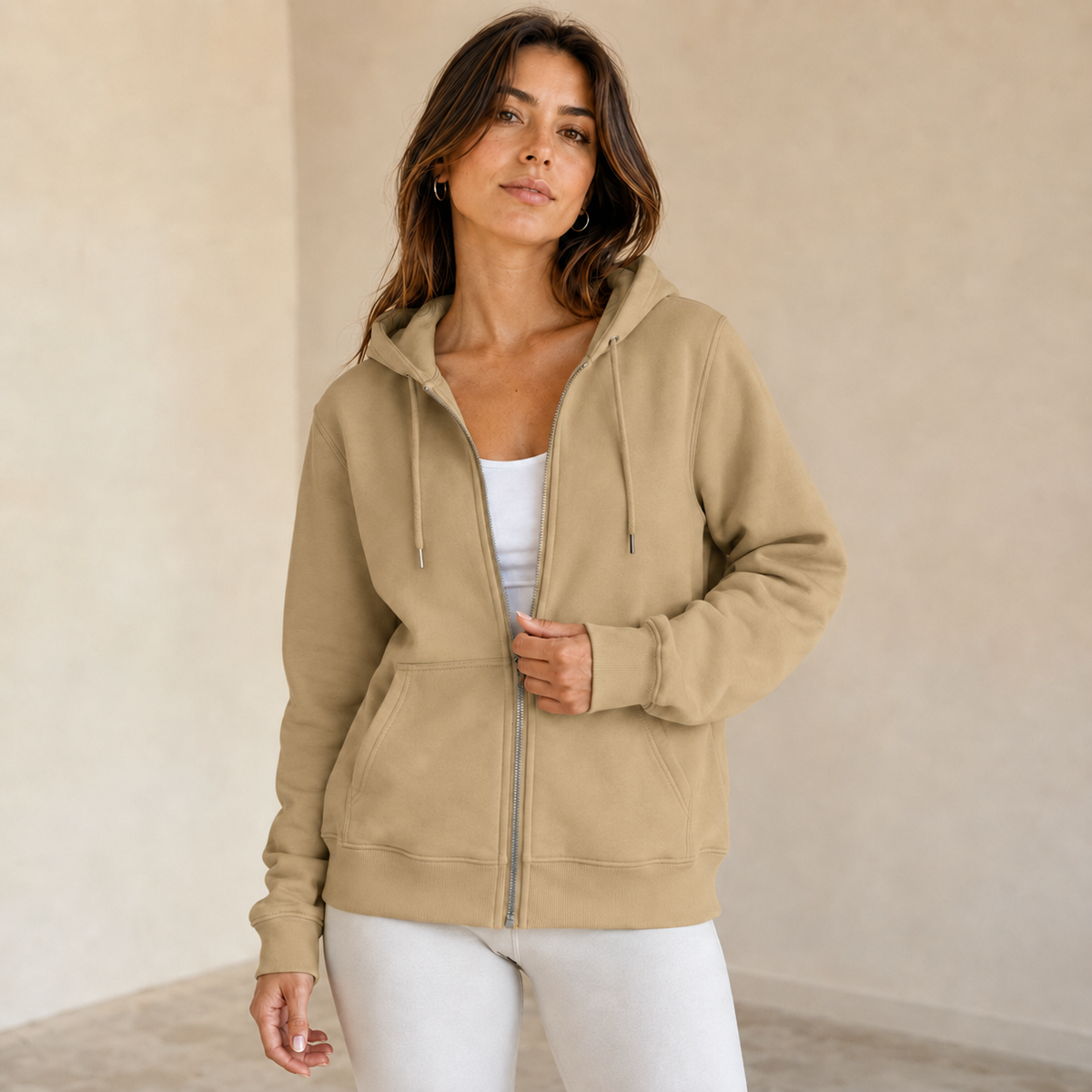 Dames sportpak fleece set | Hoodie met rits en joggingbroek in relaxed fit