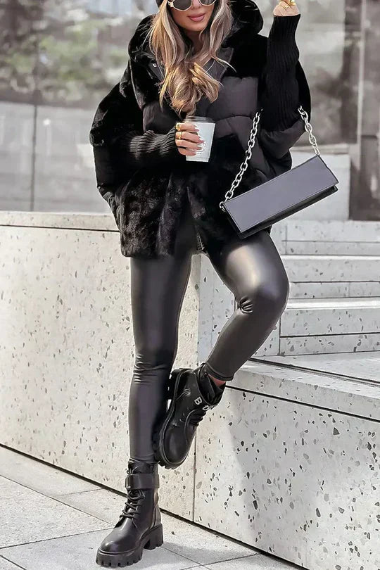 Kris Oversized Winterjas | Damesjas met capuchon en veelkleurig design