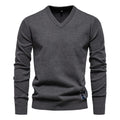 Laurent grijze V-hals pullover, vooraanzicht