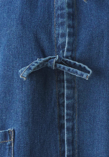 Denim Jack | Dames jack van premium denim met striksluiting en oversized kraag
