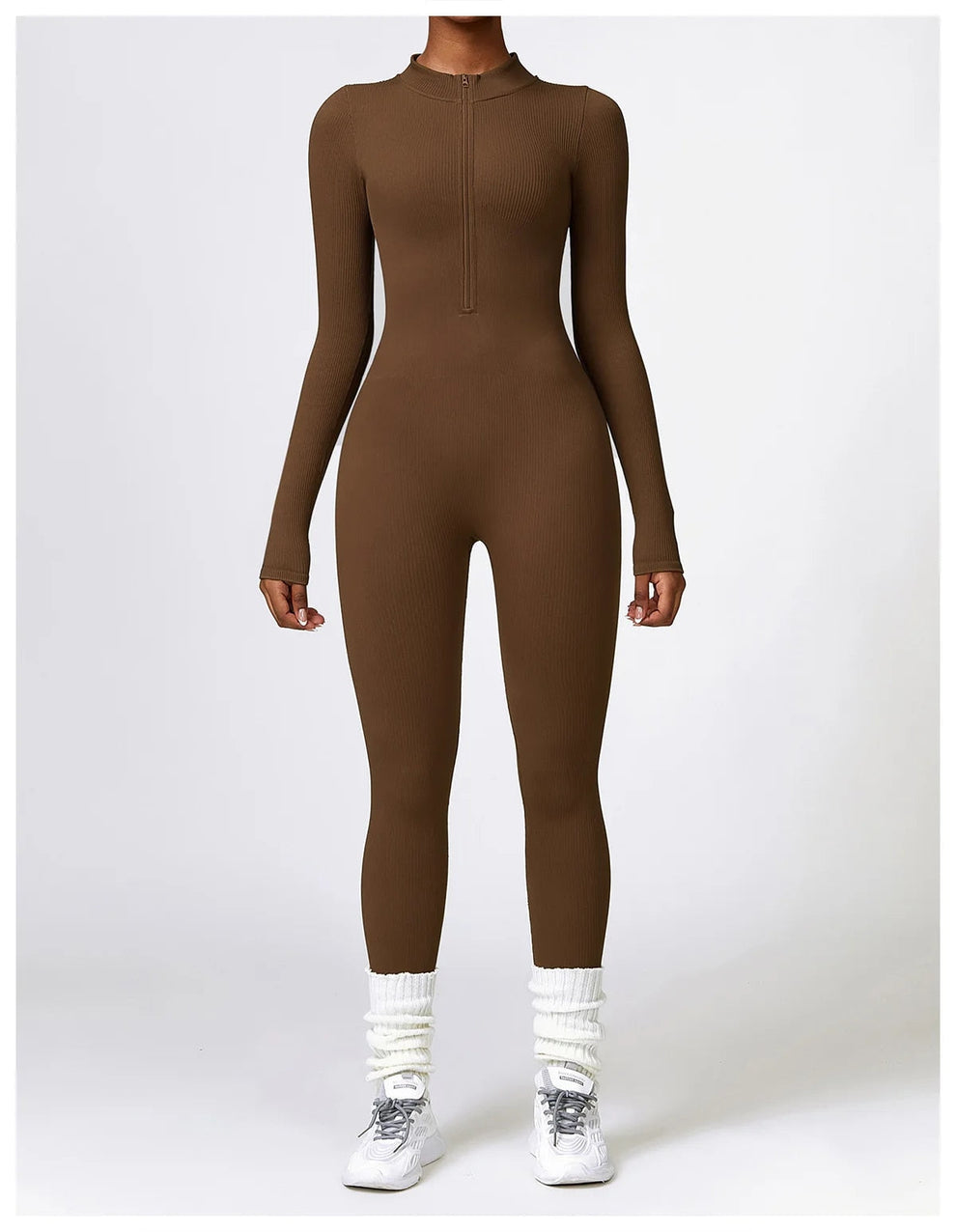 Jumpsuit dames | Lange mouwen jumpsuit met ritssluiting en flatterend silhouet