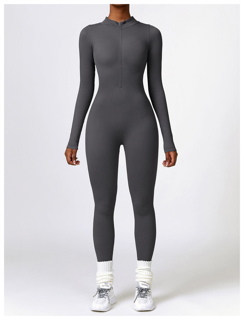 Jumpsuit dames | Lange mouwen jumpsuit met ritssluiting en flatterend silhouet