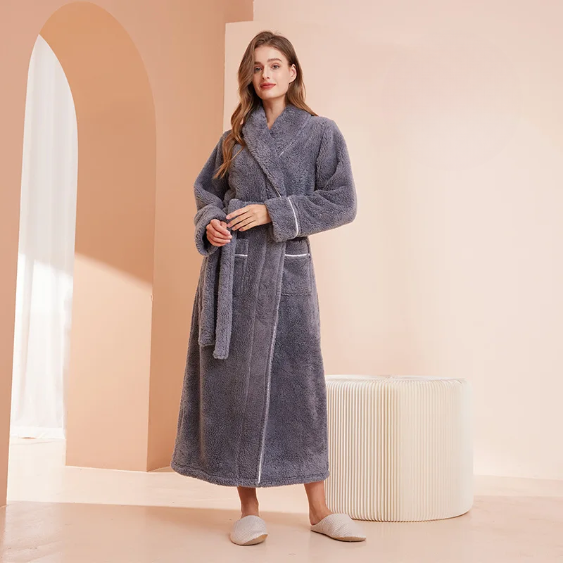 Badjas Heren en Dames Flanel Fleece – Warme Winterochtendjas met Ceintuur