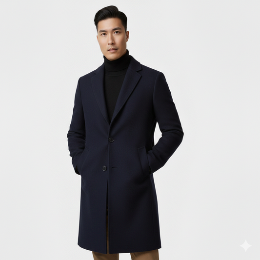 Heren Overjas Kniehoogte - Slim Fit Enkelrijs Model