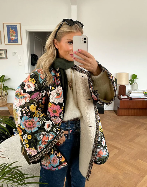 Merel - Dames jas met bloemenprint