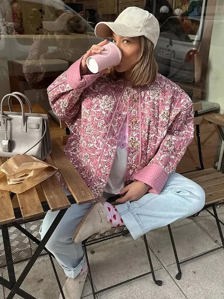 Narissa Jasje dames | Elegante jas met levendige bloemenprint en flatterende pasvorm