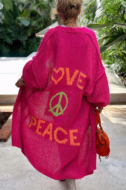 Dunya - Vintage Oversized Love En Peace Cardigan