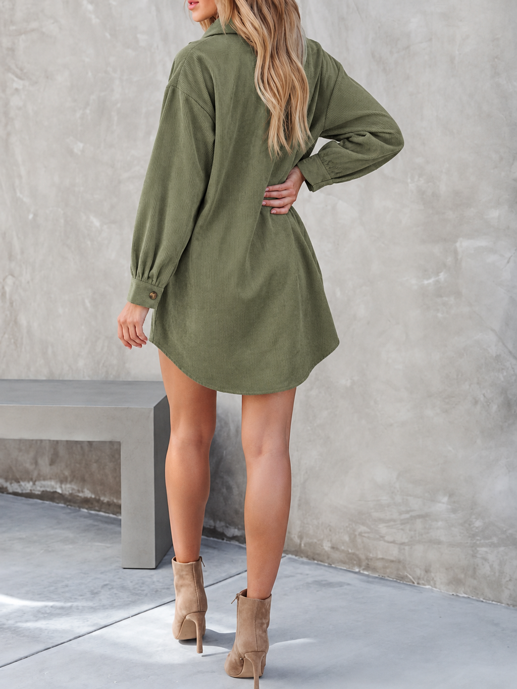 Gerdien | Mini-Jurk voor Dames – Tijdloze Elegantie met Corduroy Stof