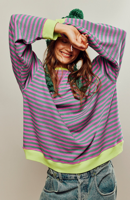 Olivia Gestreepte Oversized Trui | Damestrui met kleurrijke strepen en relaxte pasvorm