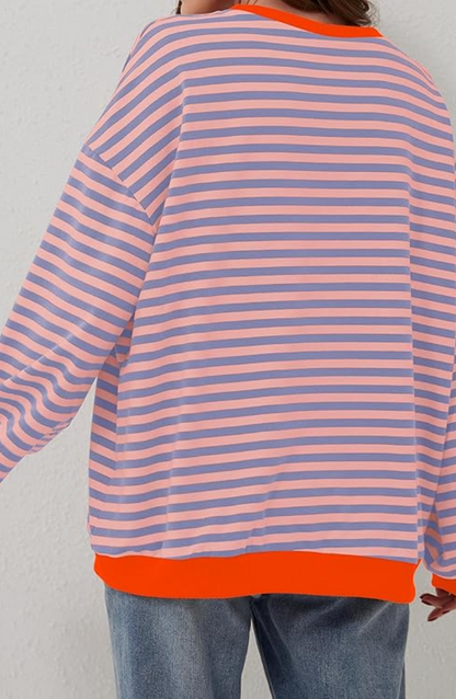 Olivia Gestreepte Oversized Trui | Damestrui met kleurrijke strepen en relaxte pasvorm