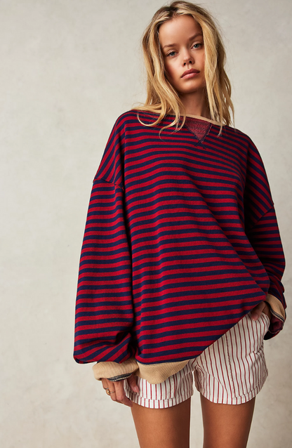 Olivia Gestreepte Oversized Trui | Damestrui met kleurrijke strepen en relaxte pasvorm