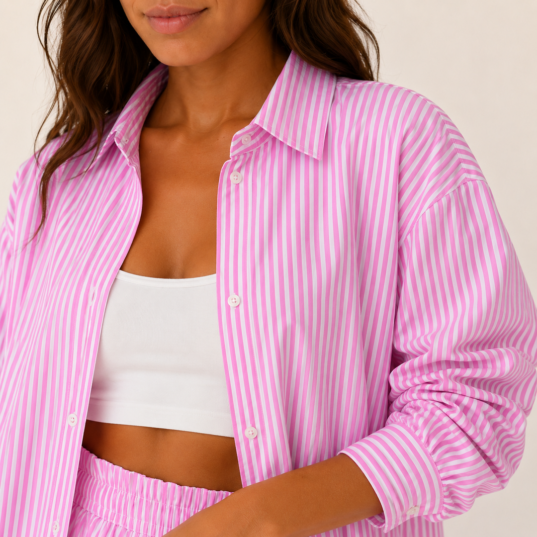 Dames Oversized Set – Casual met Blouse en Short voor Zomergebruik