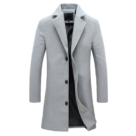 Heren Trenchcoat Winter – Gevoerde Wollen Overjas