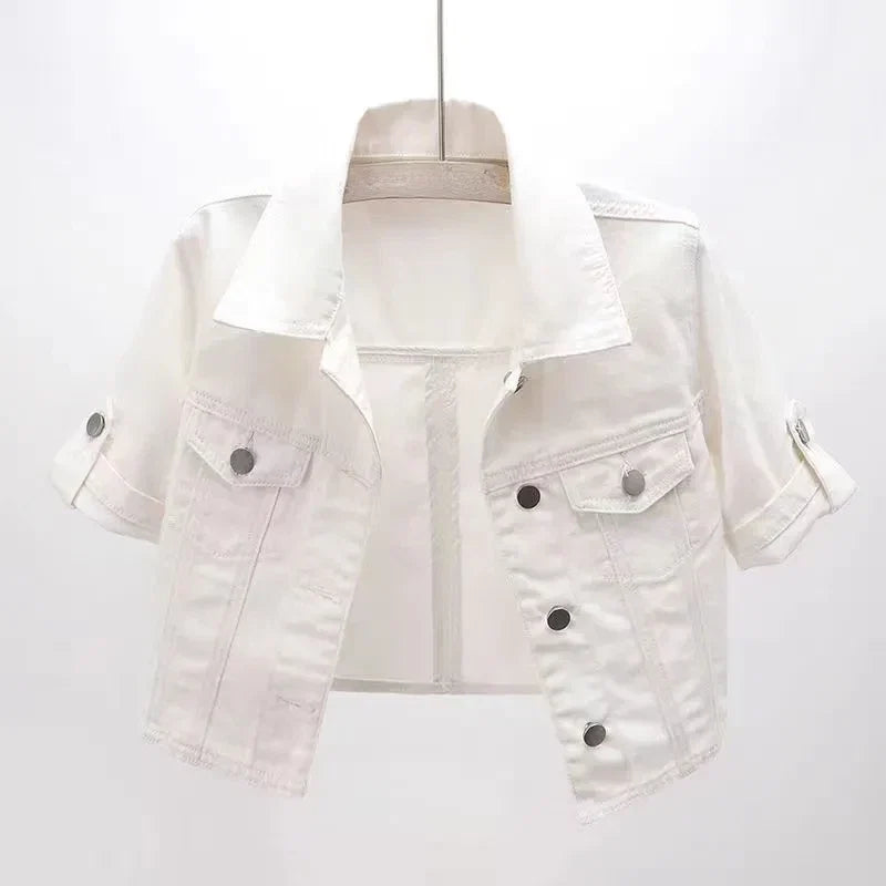 Colette | Dames Denim Jack – Kort Model, Korte Mouwen, Relaxte Fit