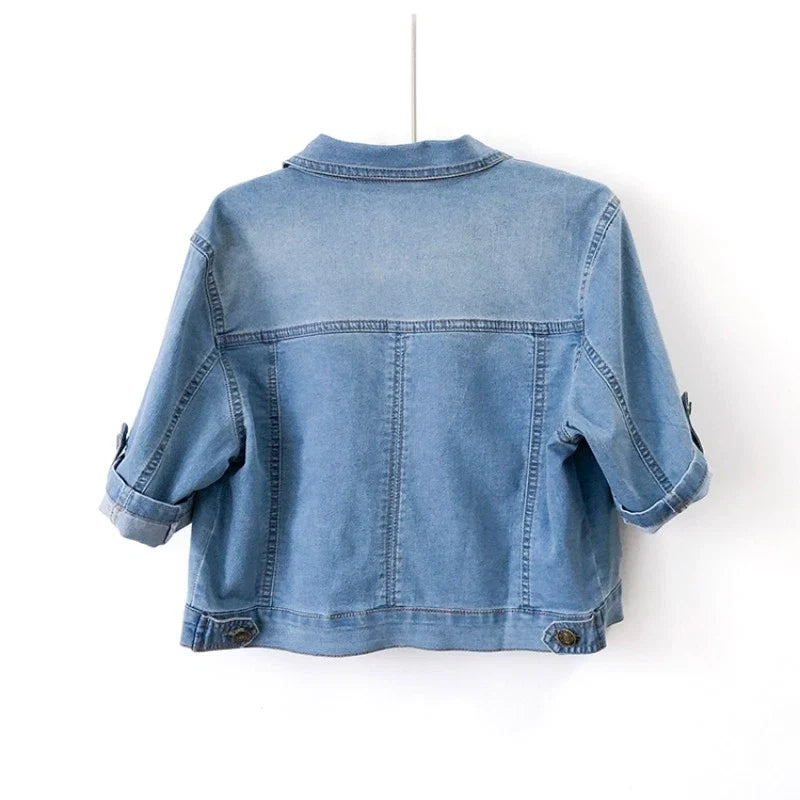 Colette | Dames Denim Jack – Kort Model, Korte Mouwen, Relaxte Fit