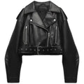 Sharon Cropped Jacket Dames | Kunstleren Jas met Riem en Moderne Pasvorm