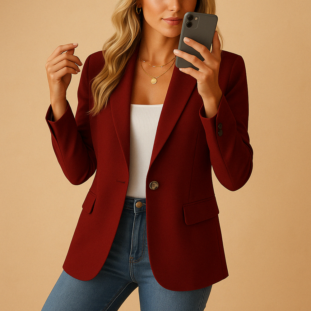 Dames Getailleerde Blazer met Puntkraag en Knoopsluiting