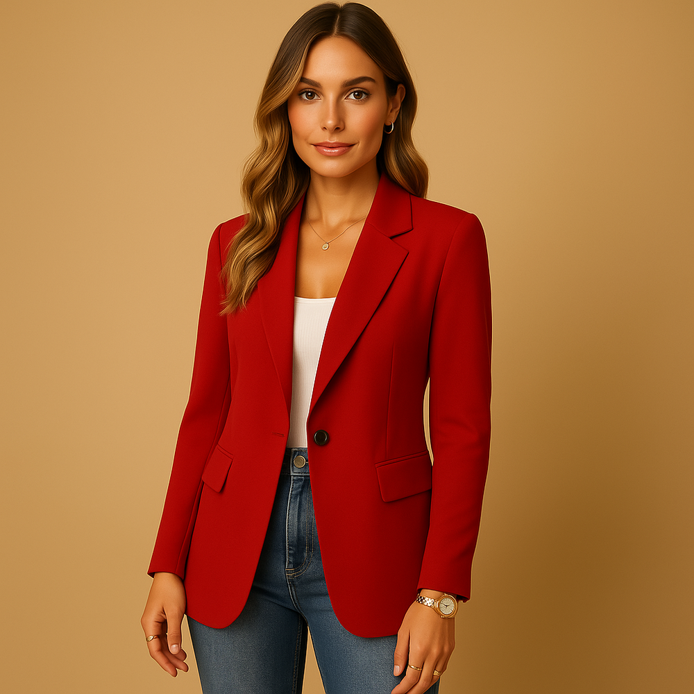 Dames Getailleerde Blazer met Puntkraag en Knoopsluiting