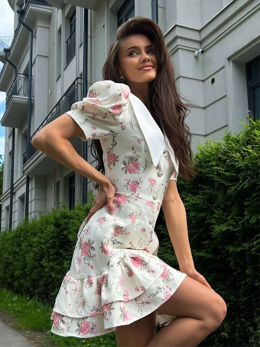 Dames A-lijn Mini Jurk – Met Puff Mouwen, Geschikt voor Lente en Zomer
