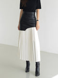 Stella - Asymmetrische patchwork chiffon geplooide midi-rok