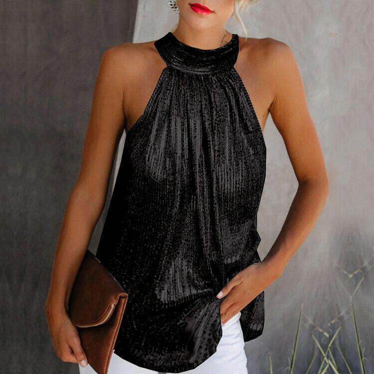 Stephany - Elegante Haltertop met Ronde Hals