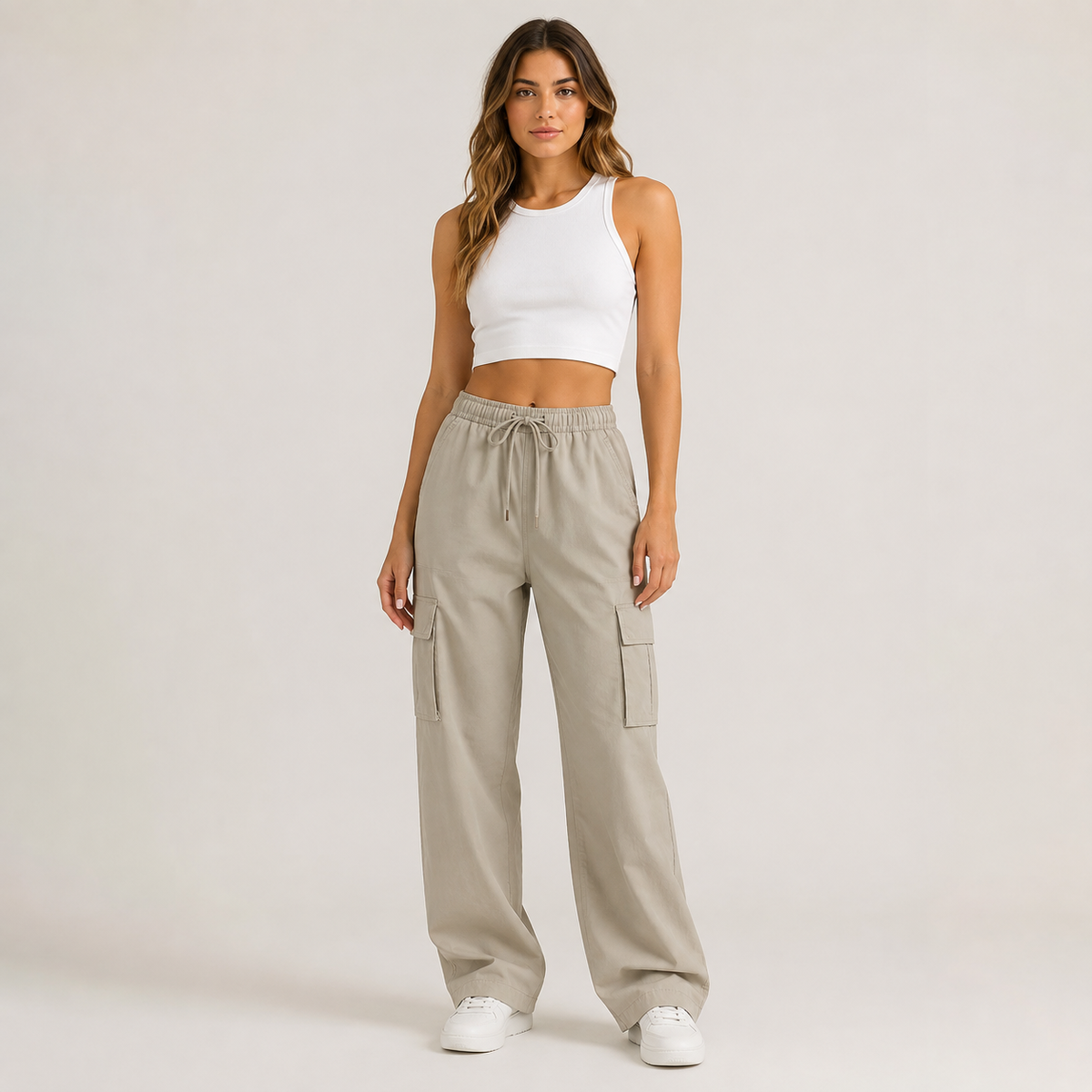 Dames Cargobroek met Trekkoord en Zakken - Casual Broek