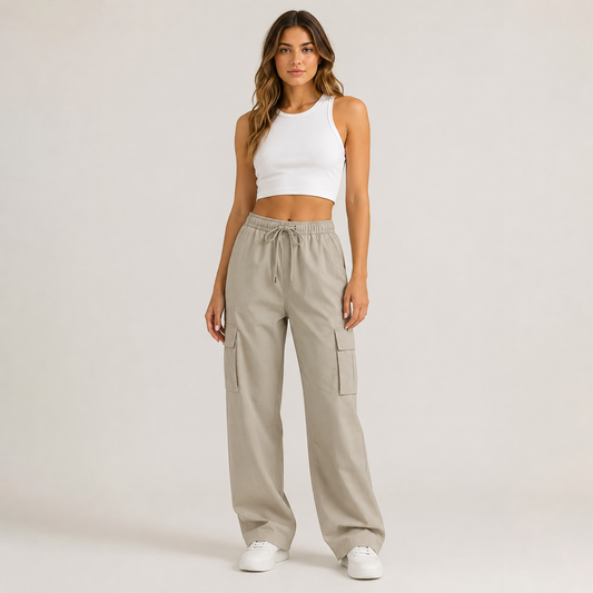 Dames Cargobroek met Trekkoord en Zakken - Casual Broek