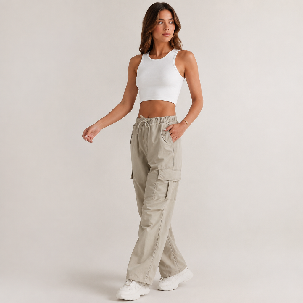 Dames Cargobroek met Trekkoord en Zakken - Casual Broek
