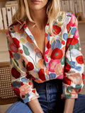 Anne-Rose | Dames Blouse met Bloemenprint en Knoopsluiting – Luchtige, Vrouwelijke Top voor Casual Chic