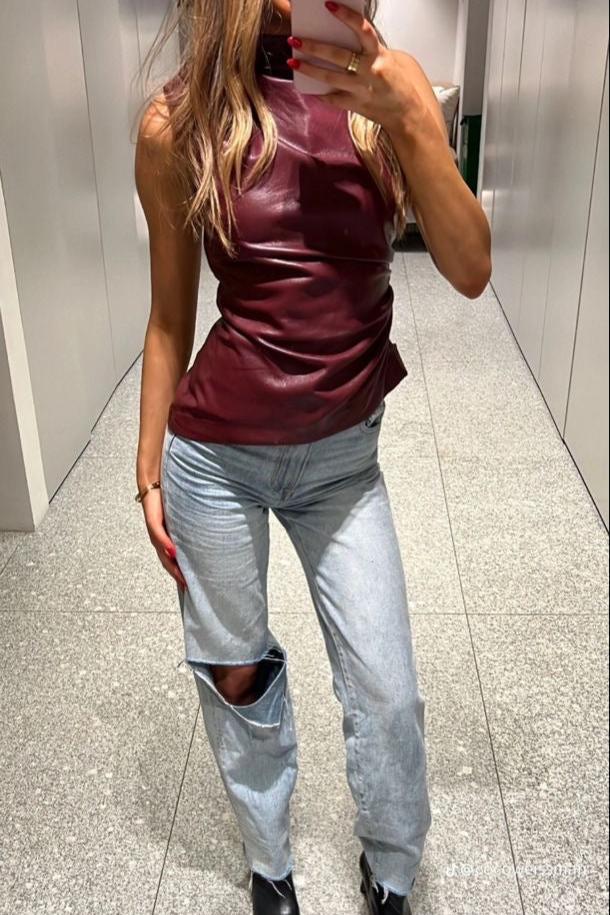 Vegan leren top