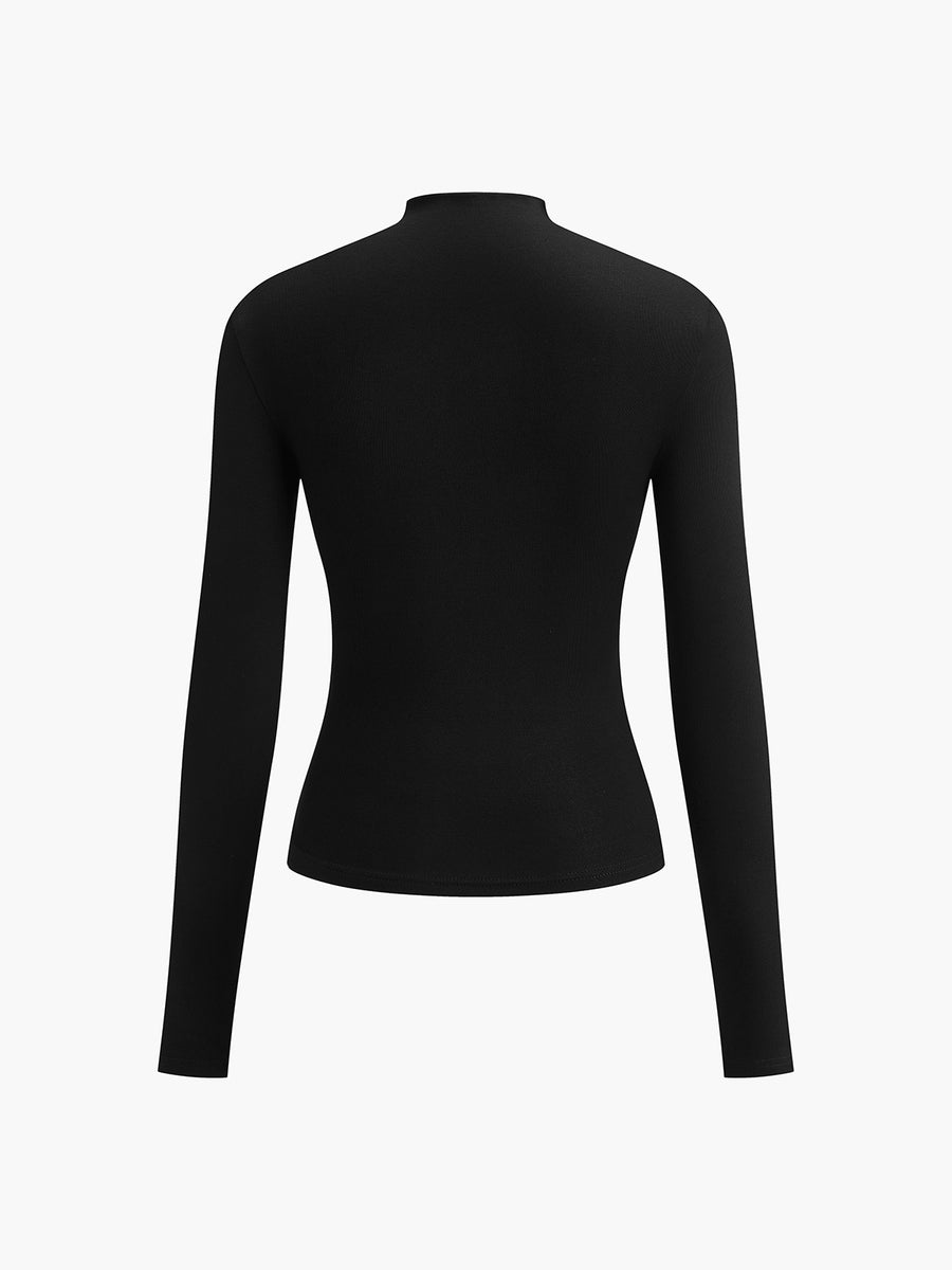 Vivienne Ruching Shirt | Dames lange mouwen top met mock neck en plooidetail