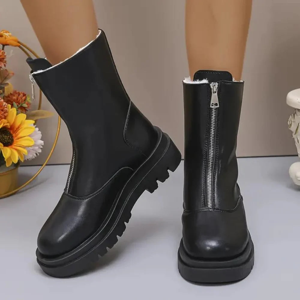 Zwarte winter laarzen met rits