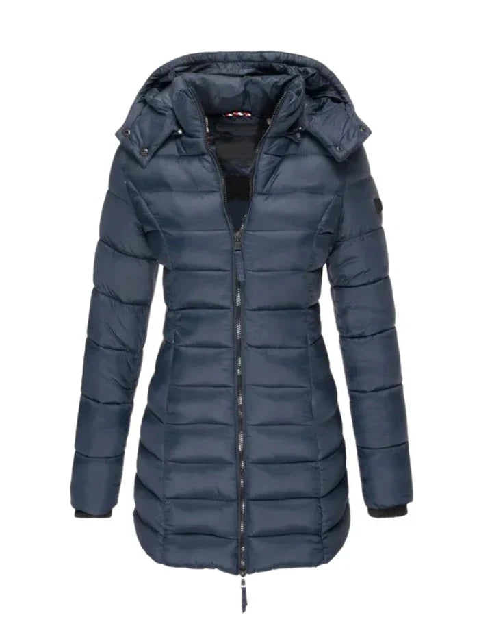 Lange Winterjas | Dames jas met getailleerd design en waterafstotende stof