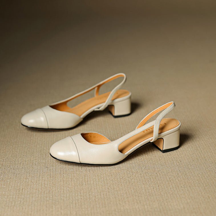 Dames Slingback Pumps – Blokhak, Met Amandelneus, Geschikt voor Dagelijks Gebruik