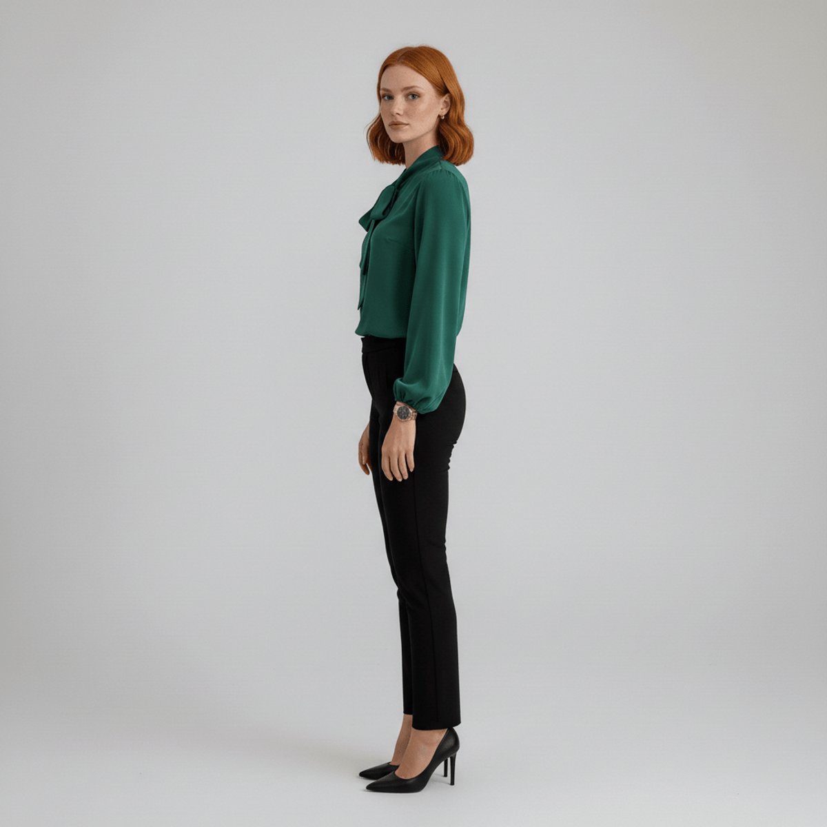 Dames Relaxed-Fit Blouse – Met Strik, Lange Mouwen, Geschikt voor Werk en Dagelijks Gebruik