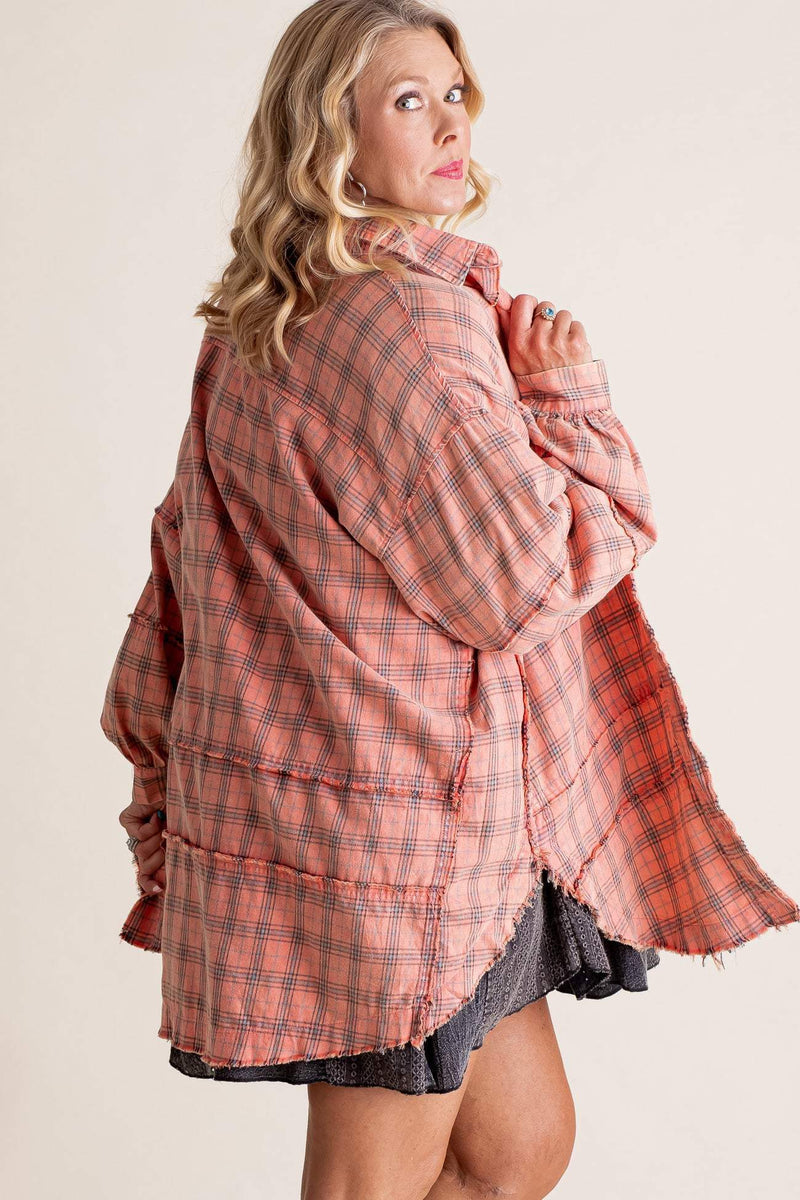 Zeb Geblokte blouse dames | Geblokt overhemd met moderne pasvorm en zacht materiaal