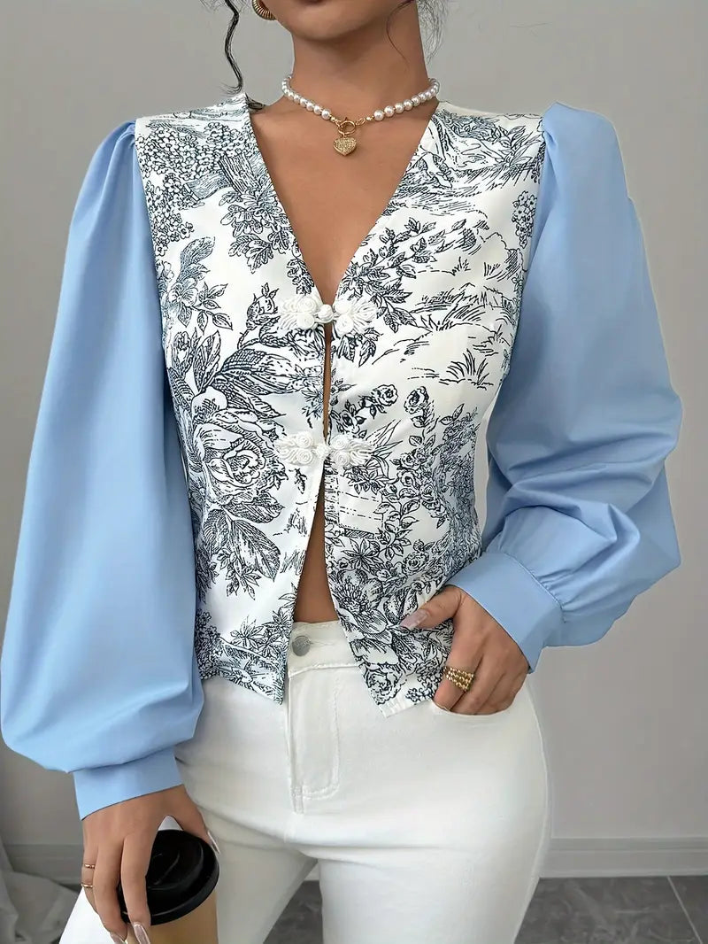 Zelda - Vintage Katoenen Blouse Met Pofmouwtjes